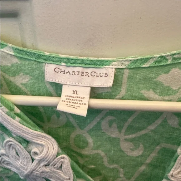 Charter Club Mint and White Embroidered Top - Picture 3 of 4